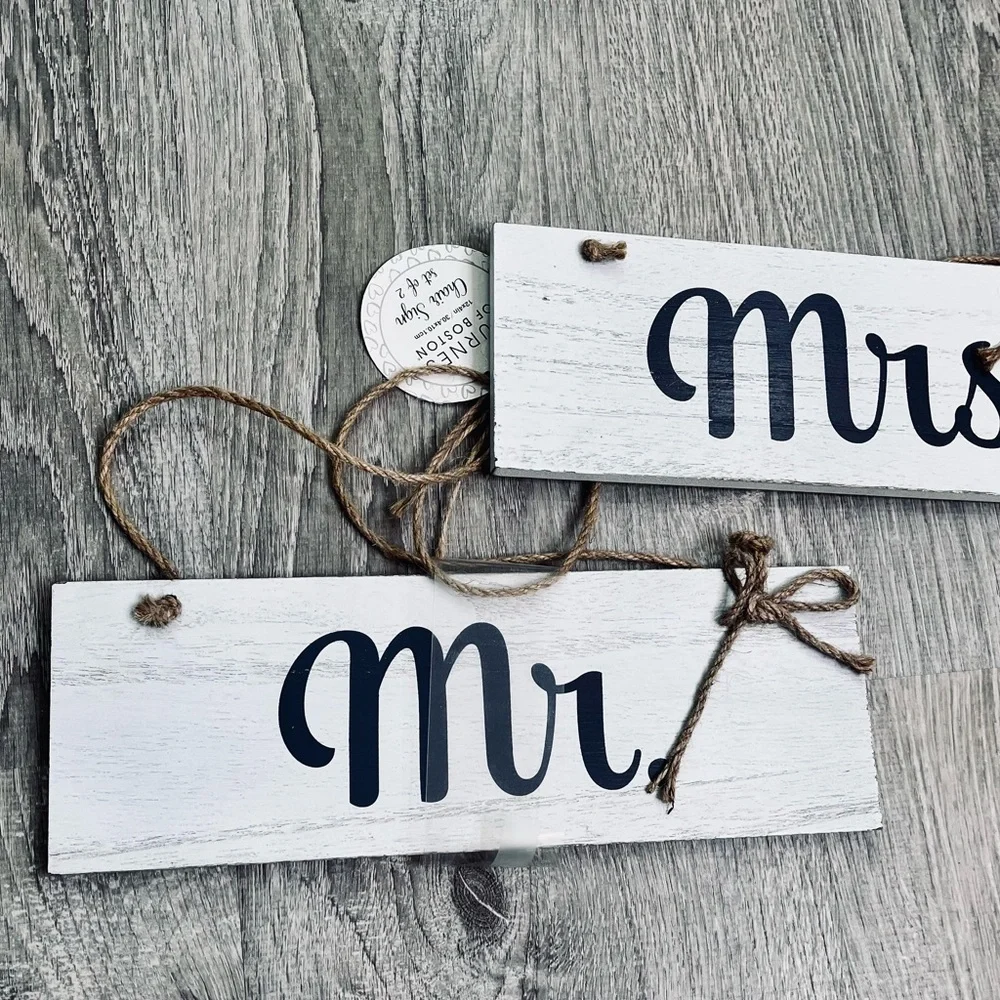 Mr. And Mrs. Rustic Gray White Wood Venue Decor Wedding Reception Bride Groom